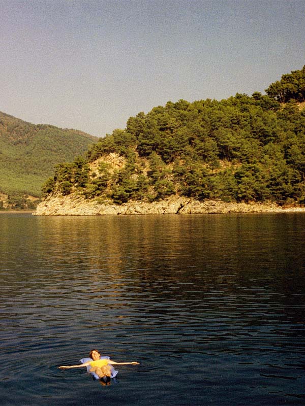 Floating in the water